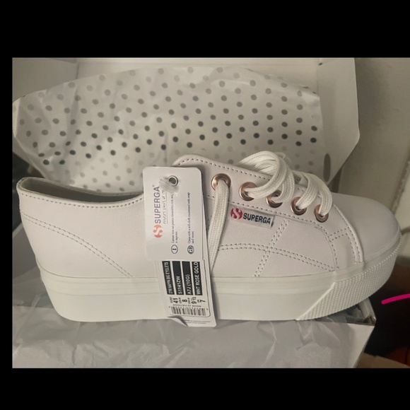 Superga Shoes - 2790 NAPPA BIG EYELETS WHITE/ROSE GOLD